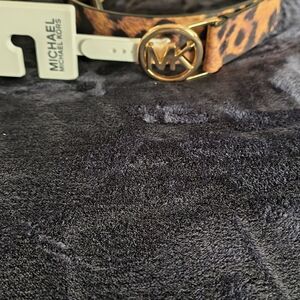 Michael Kors Leopard Print Belt with Gold Buckle